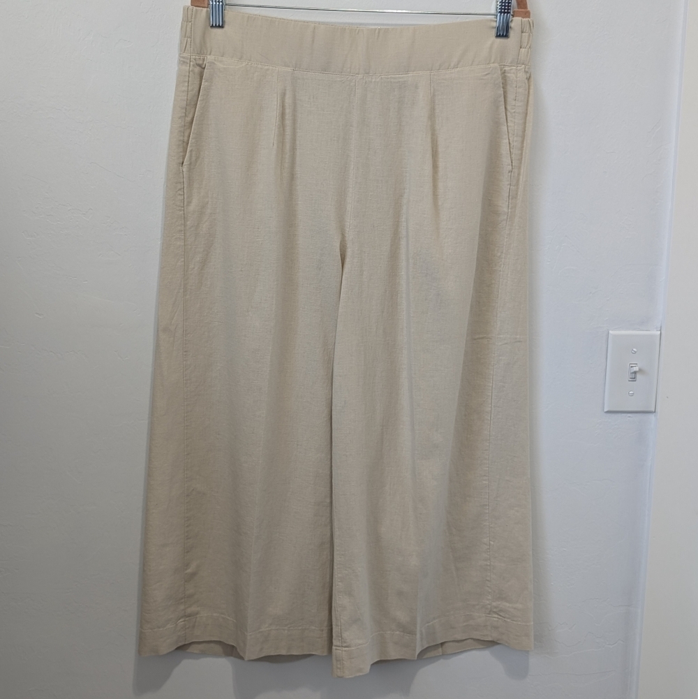 Torrid Beige Wide-Leg Pants Crop Square Pants Size 0 Linen Blend